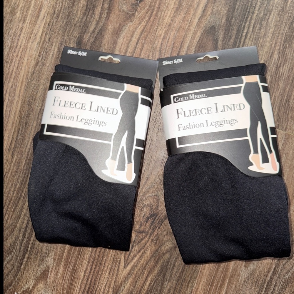 Black Fleece Lined Fashion Leggings
